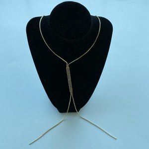 Lucky Brand Women Necklace Gold Tone Lariat marcasite beads Necklace Jewelry New